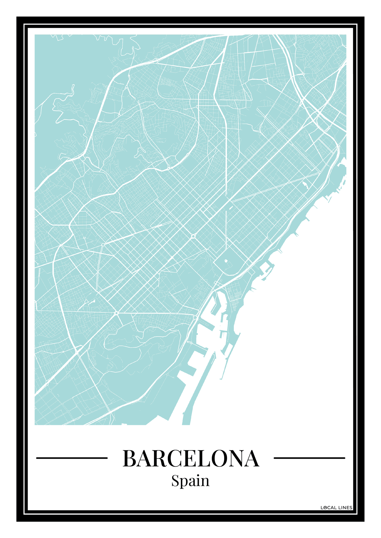 Barcelona - Poster Aqua Blue