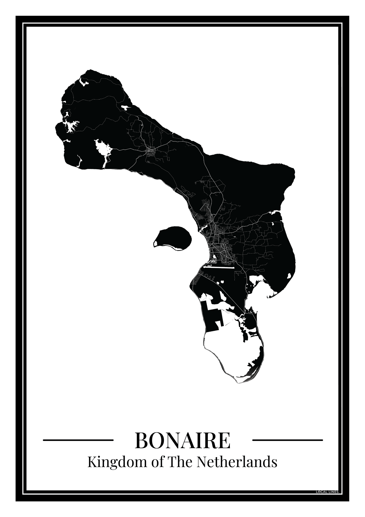 Bonaire — Eilandposter zwart