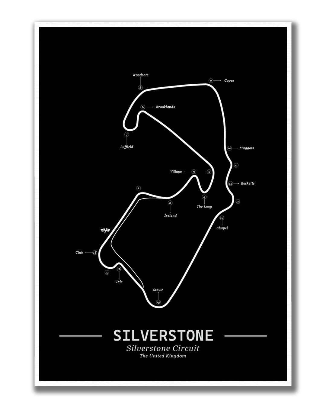 Poster Silverstone Formule 1 Circuit | Zwart
