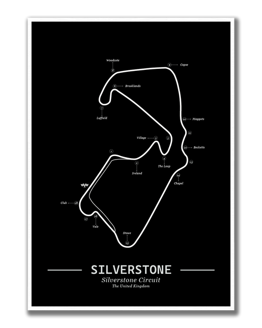 Poster Silverstone Formule 1 Circuit | Zwart