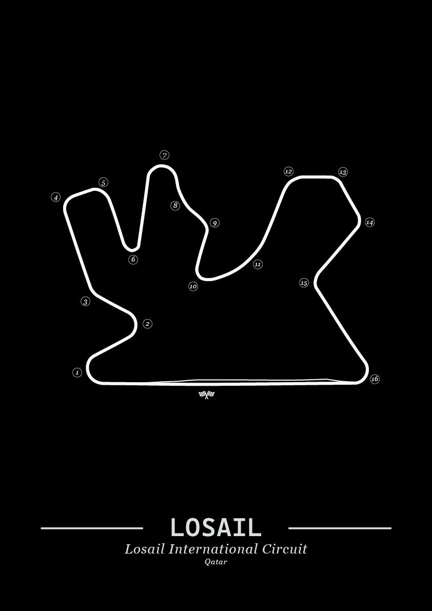Poster Losail Formule 1 Circuit | Zwart