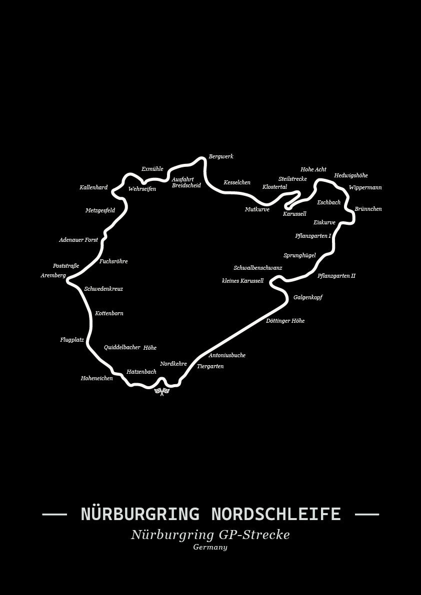 Poster Nürburgring Formule 1 Circuit | Zwart