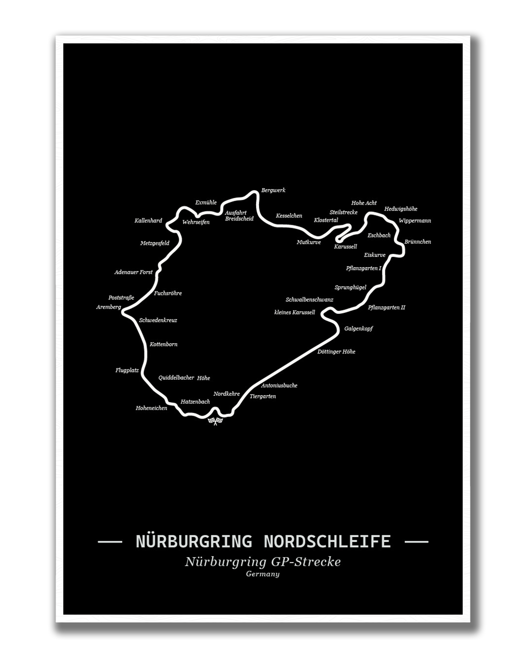 Poster Nürburgring Formule 1 Circuit | Zwart