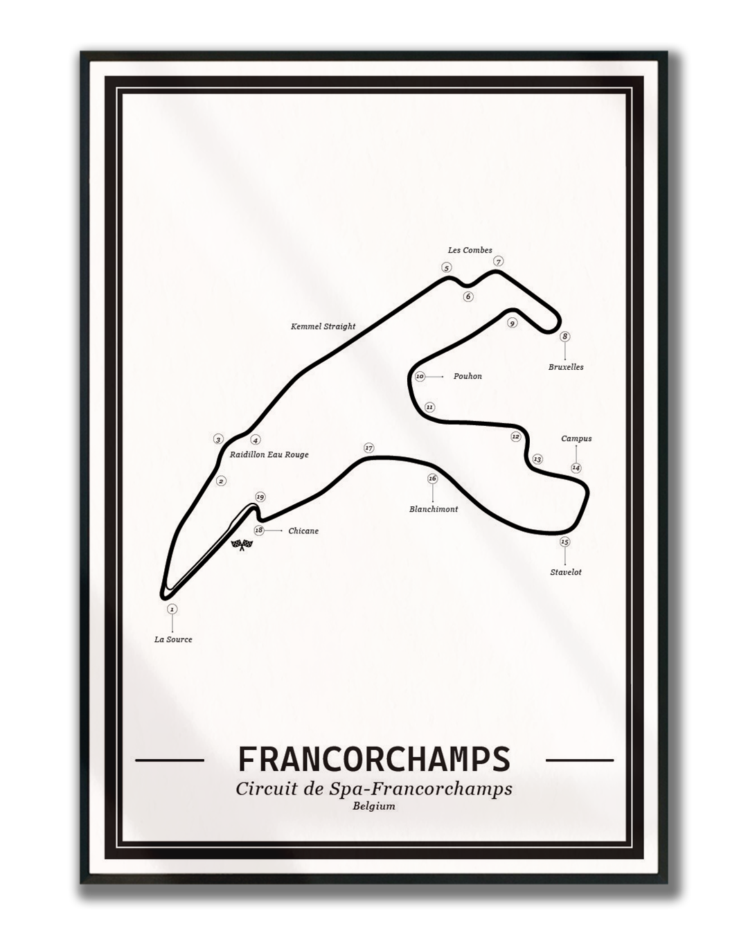 Poster Spa-Francorchamps Formule 1 Circuit | Wit