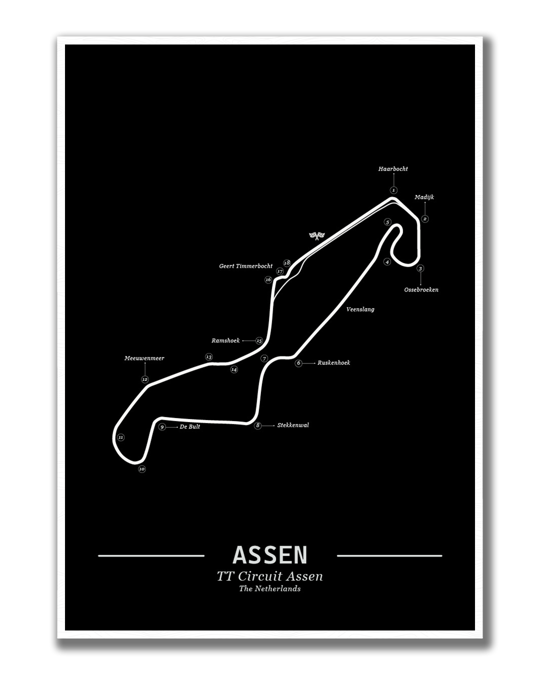 Poster van TT Assen Circuit | Zwart