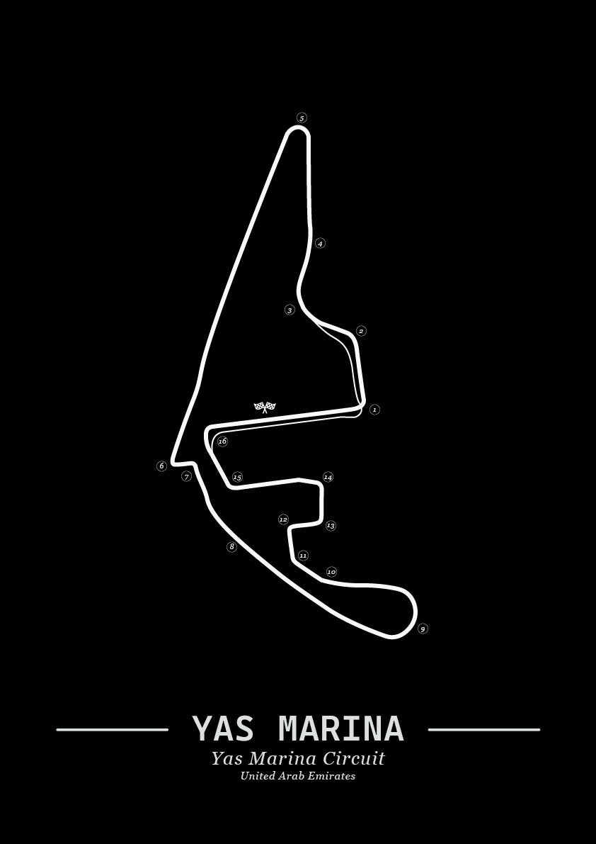 Poster Yas Marina Formule 1 Circuit | Zwart