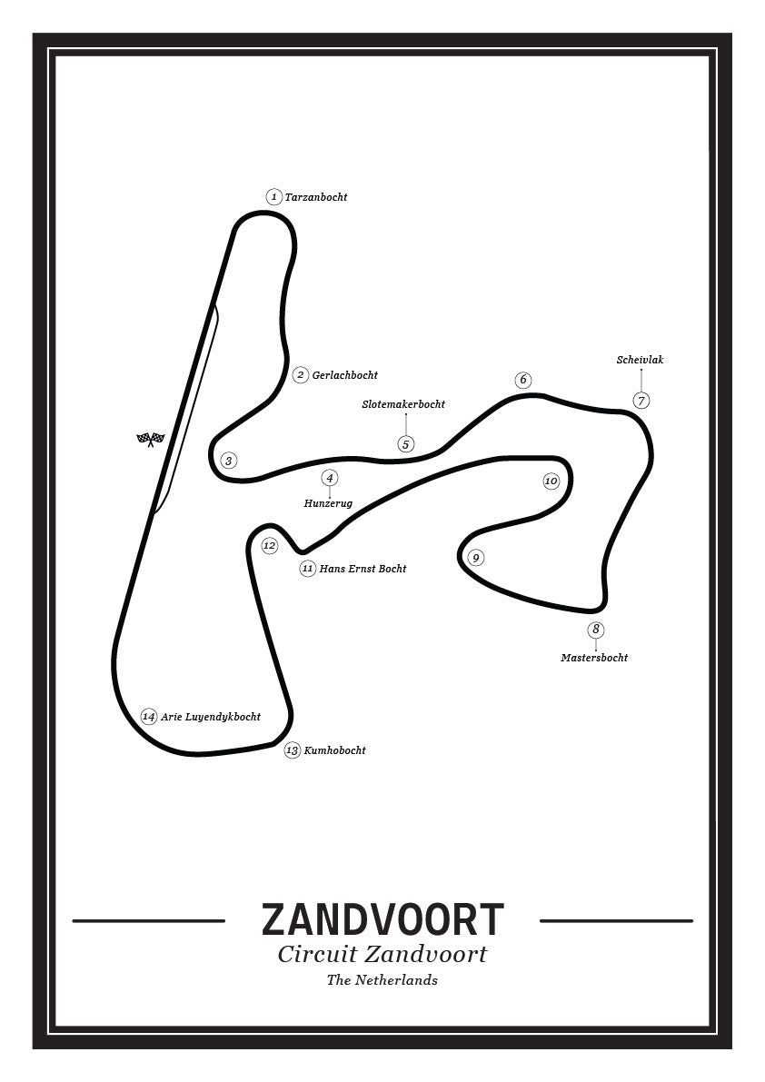 Poster Zandvoort Formule 1 Circuit | Wit