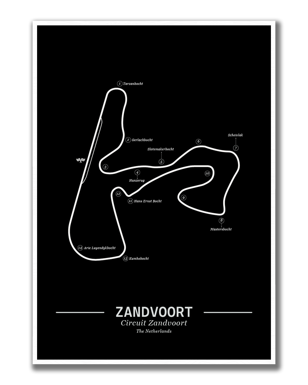Poster Zandvoort Formule 1 Circuit | Zwart