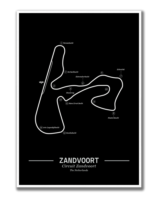 Poster Zandvoort Formule 1 Circuit | Zwart
