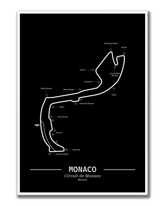 Poster Monaco Formule 1 Circuit | Zwart