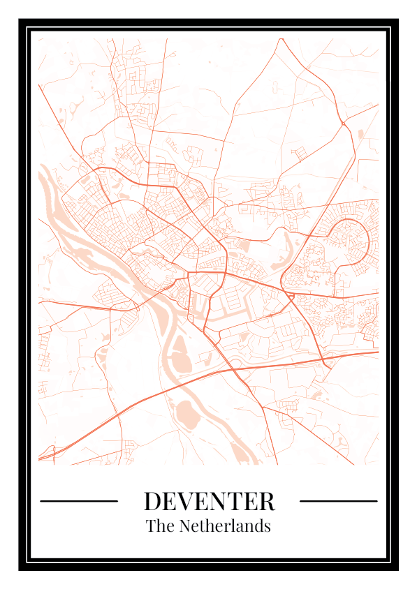 Deventer Stadskaart Poster - Oranje