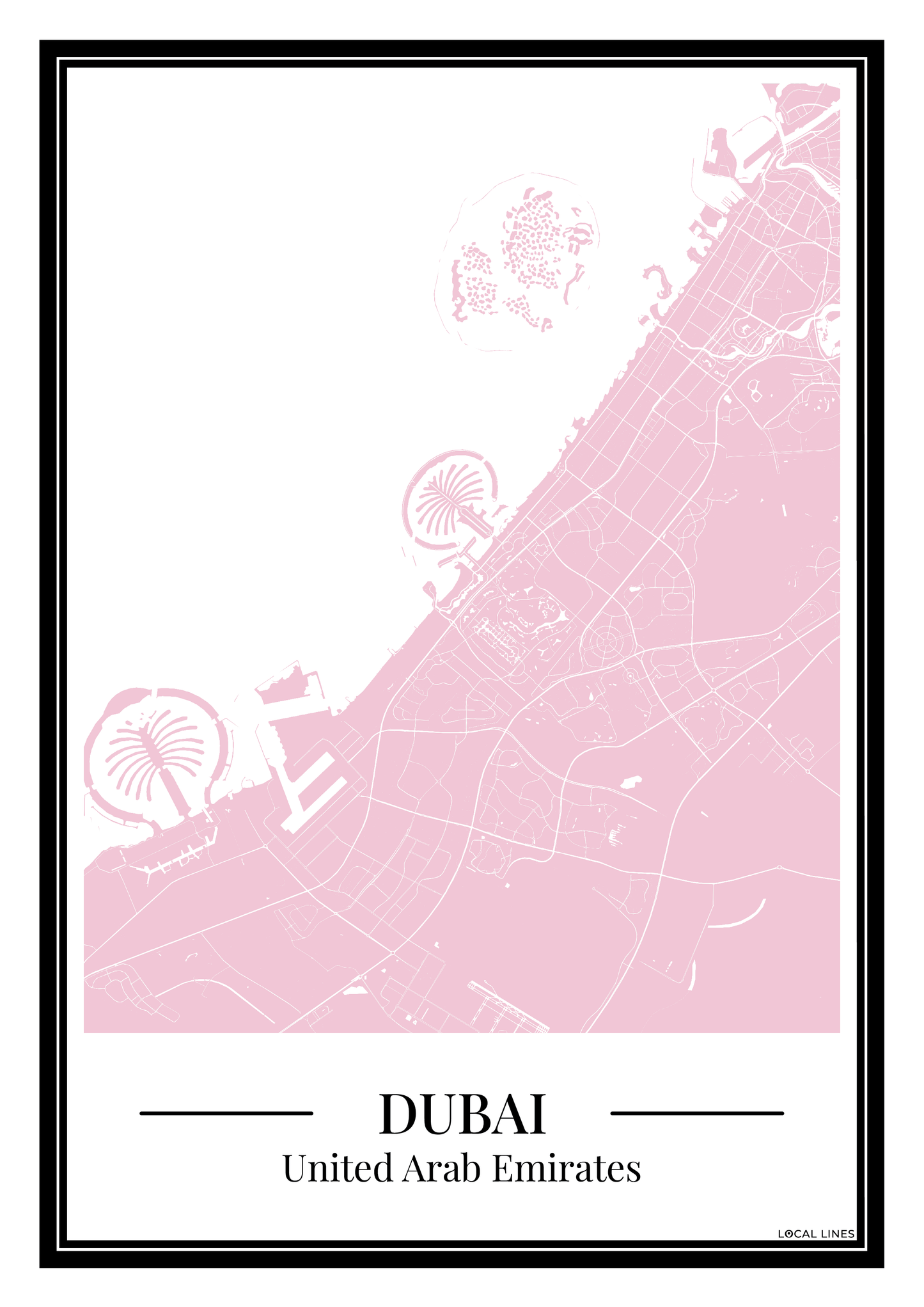 Dubai Stadskaart Poster - Roze