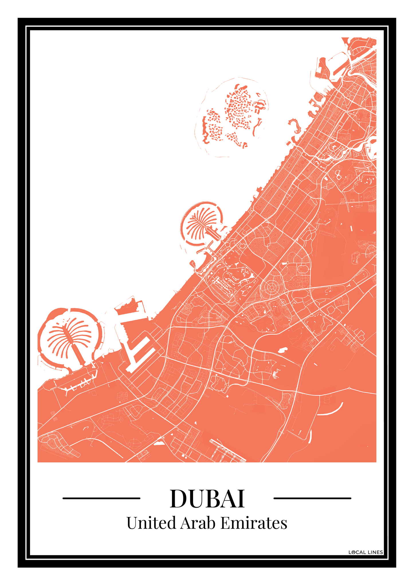 Dubai Stadskaart Poster - Oranje