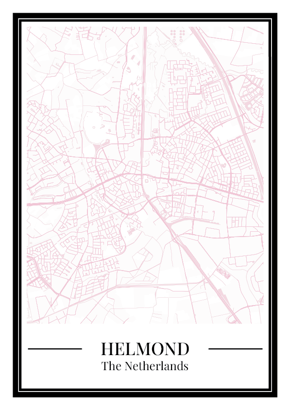 Helmond Stadskaart Poster - Roze