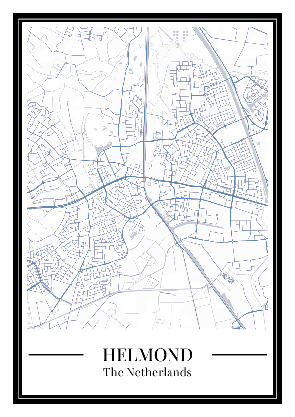 Helmond stadskaart poster – Blauw