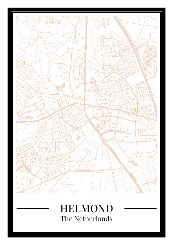 Helmond Stadskaart Poster - Beige