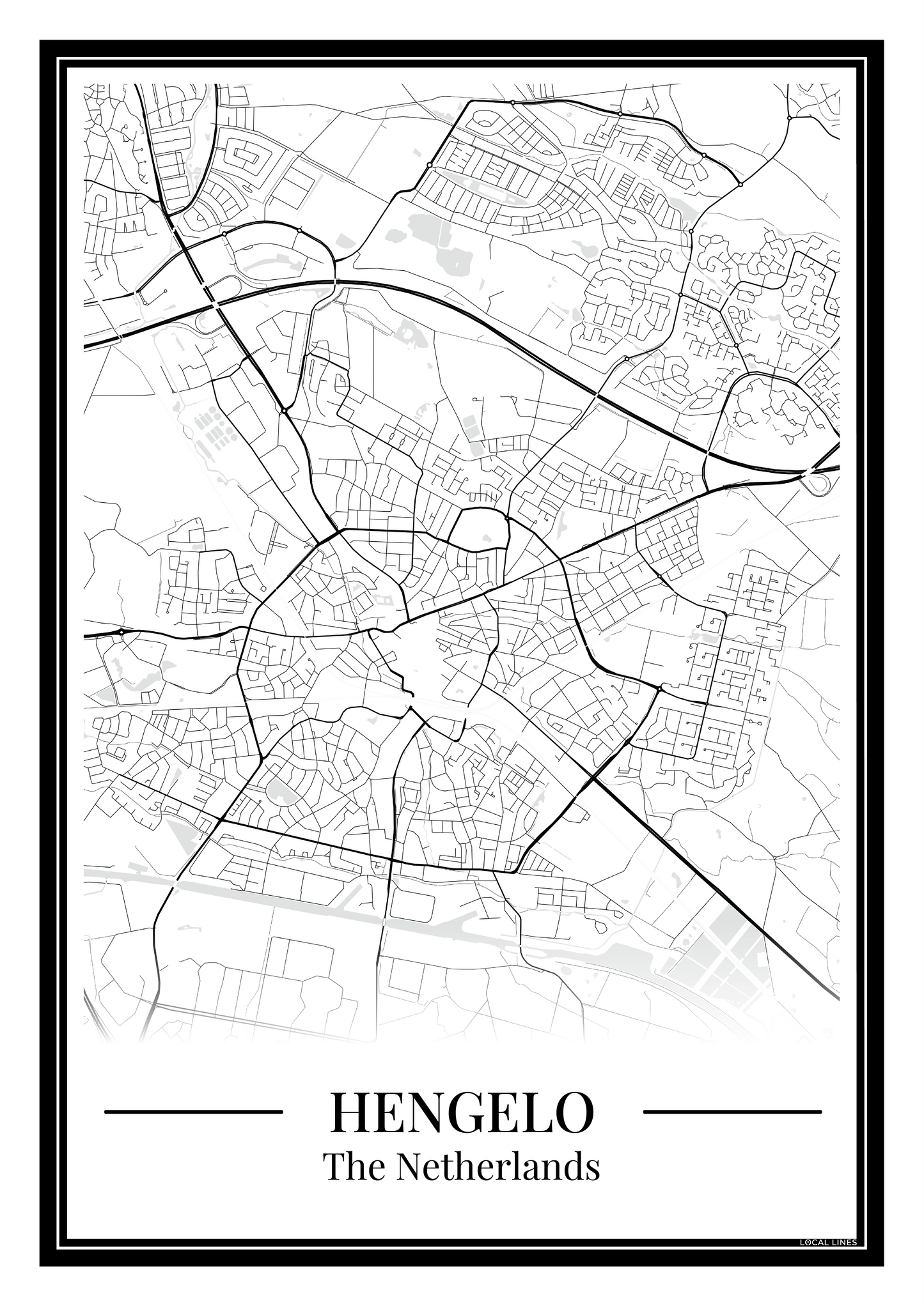 Hengelo — Minimalistische stadskaart poster