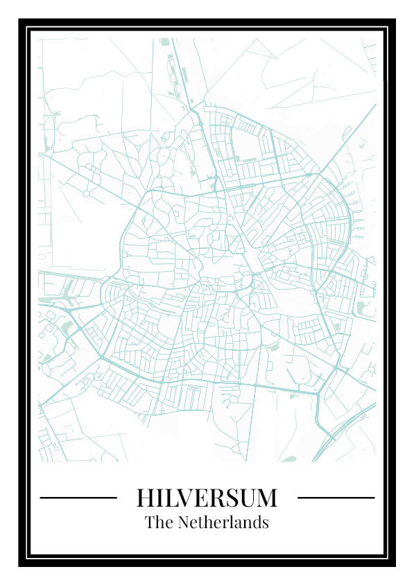 Hilversum Stadskaart Poster - Lichtblauw
