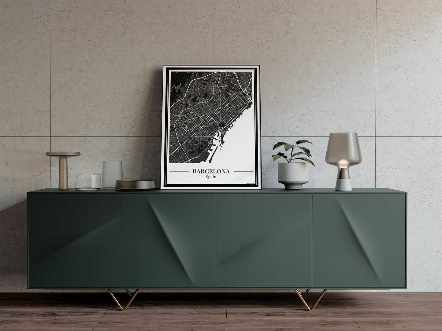 Barcelona Stadskaart Poster - Lichtblauw