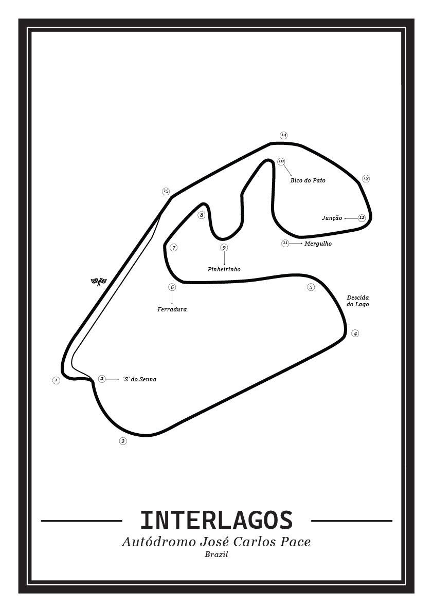 Poster Interlagos Formule 1 Circuit | Wit