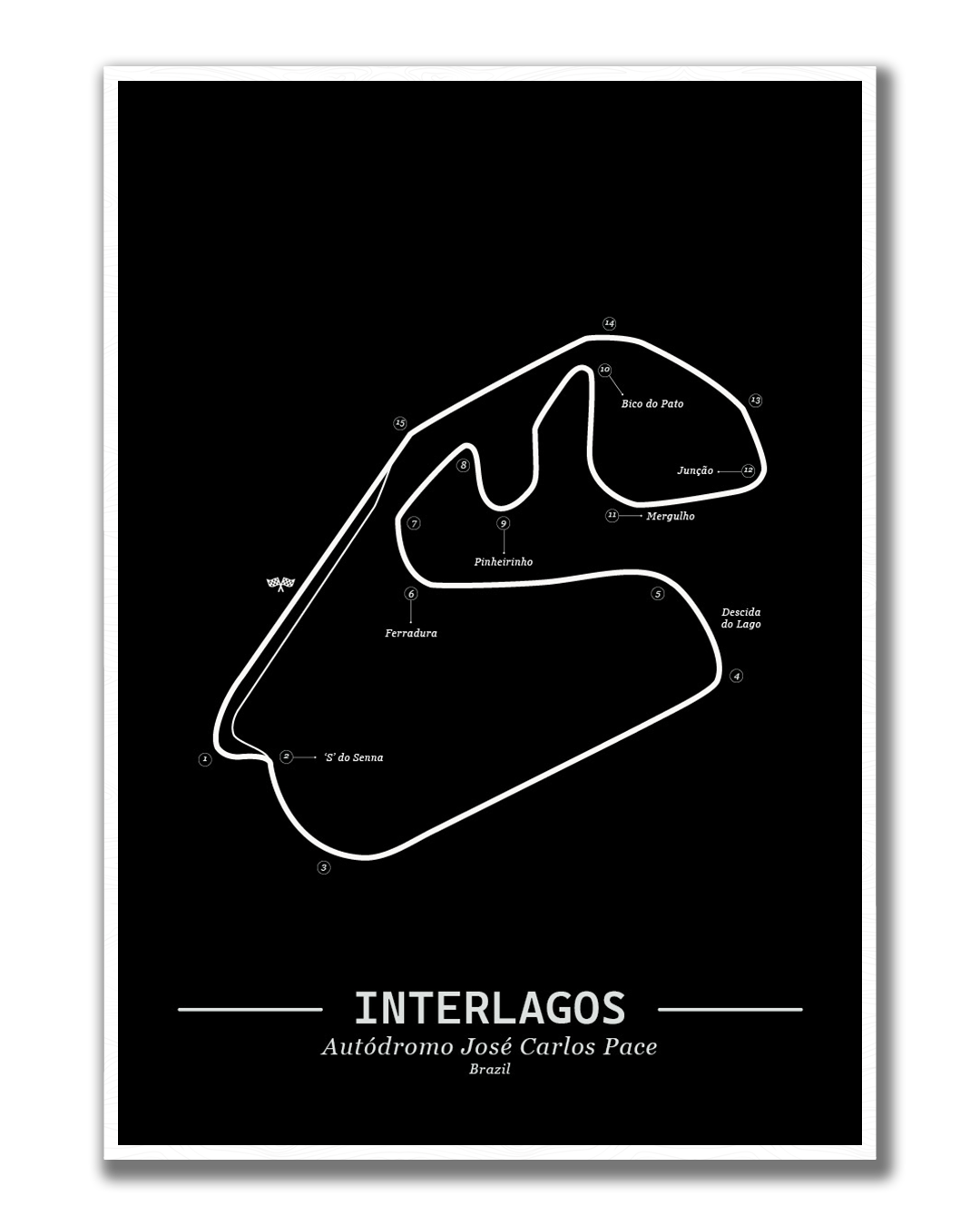 Poster Interlagos Formule 1 Circuit | Zwart