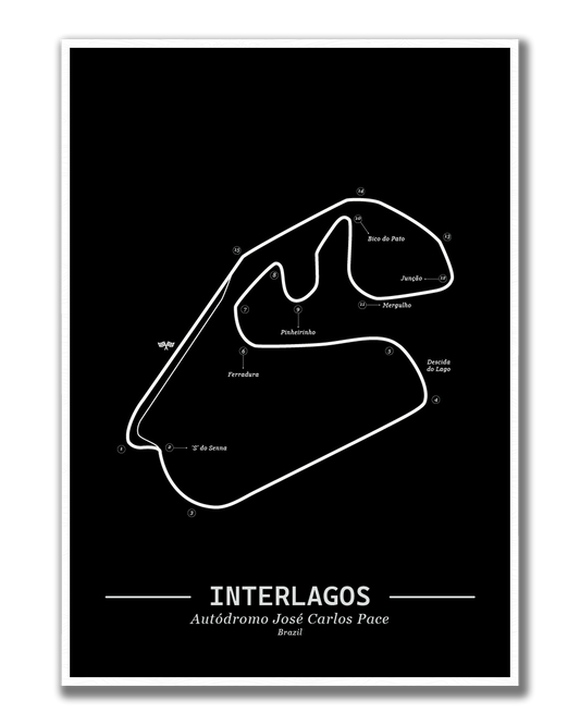 Poster Interlagos Formule 1 Circuit | Zwart