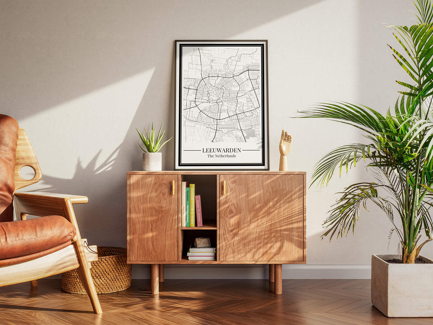 Leeuwarden Stadskaart Poster - Lichtblauw