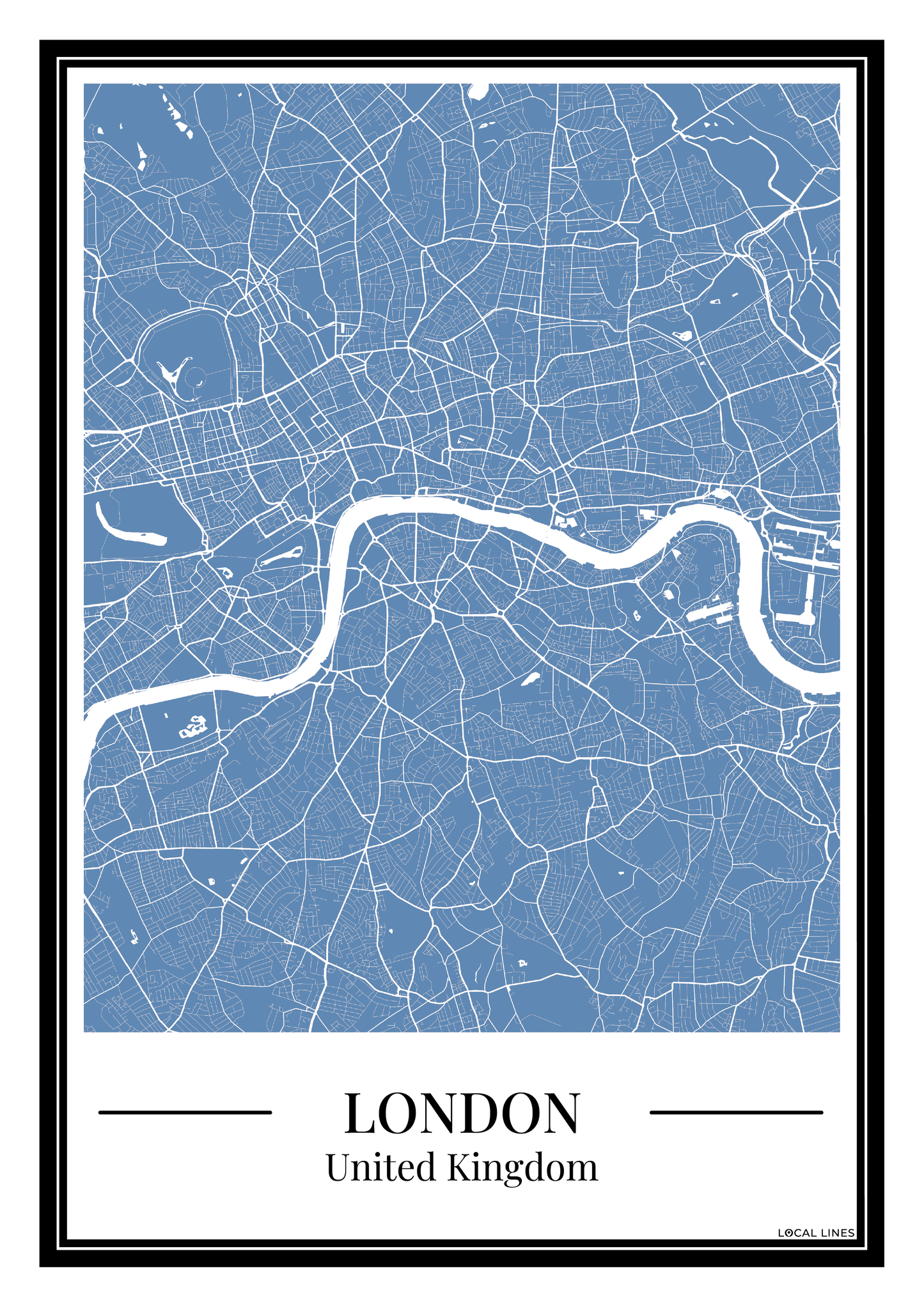 London stadskaart poster – Blauw