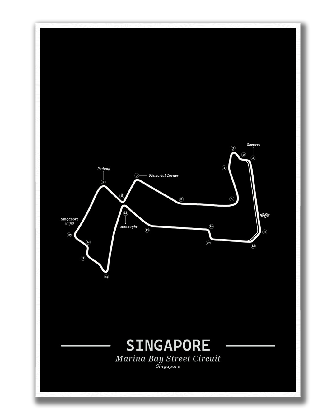 Poster Marina Bay Singapore Formule 1 Circuit | Zwart