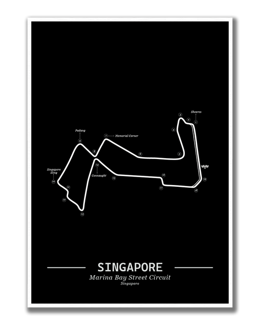 Poster Marina Bay Singapore Formule 1 Circuit | Zwart