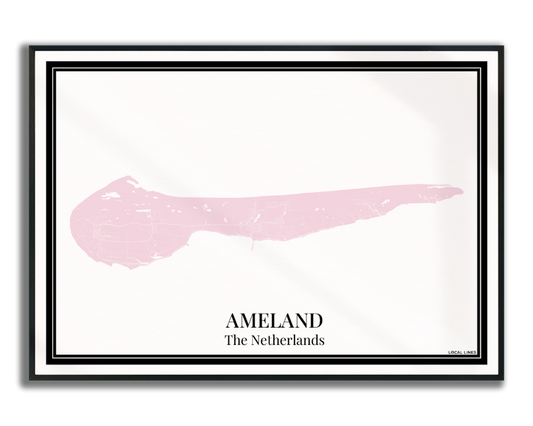 Ameland Eilandkaart Poster - Roze
