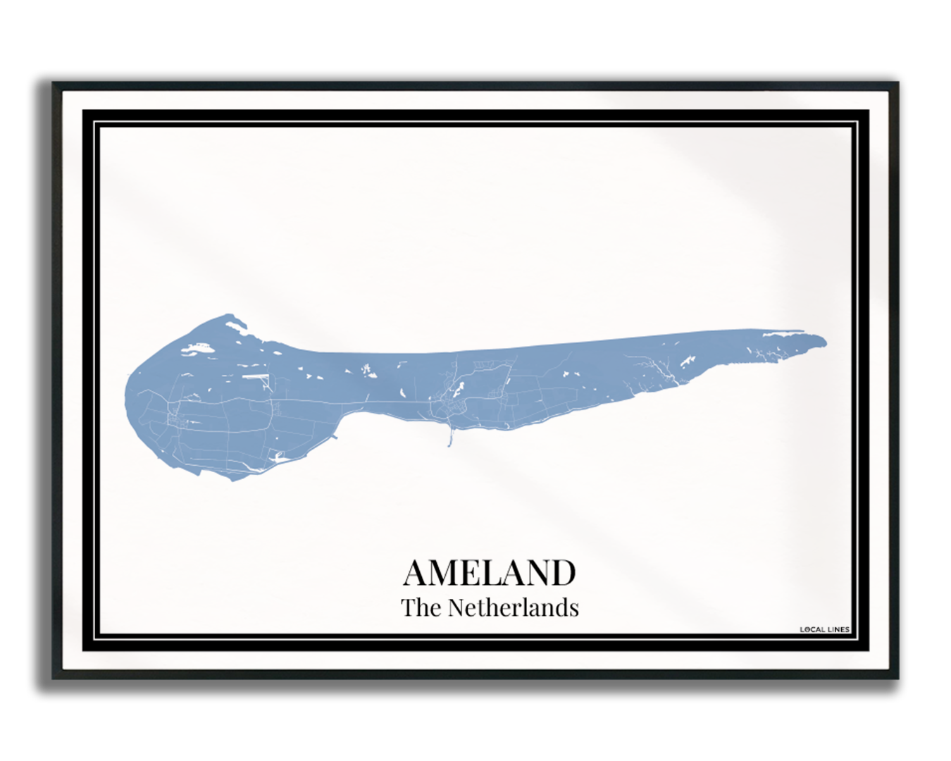 Ameland eilandkaart poster – Blauw