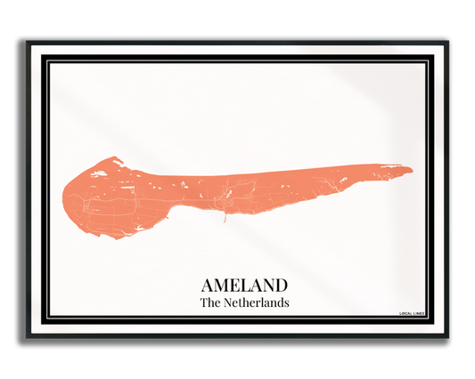 Ameland Eilandkaart Poster - Oranje