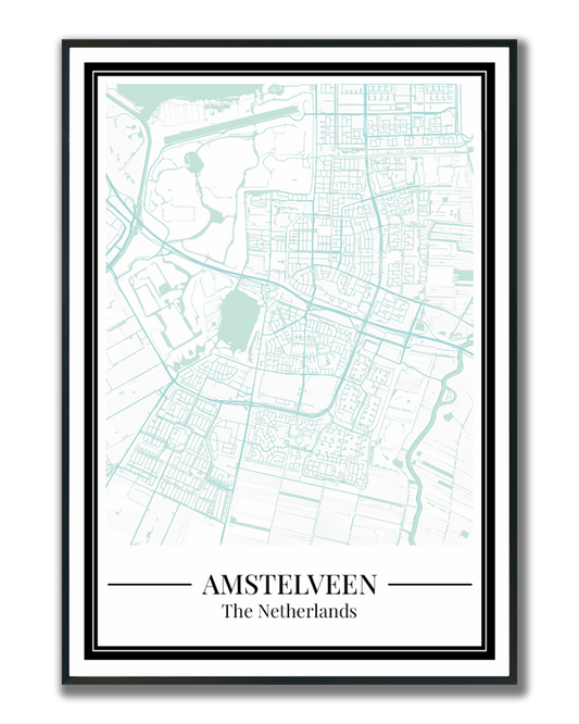 Amstelveen Stadskaart Poster - Lichtblauw