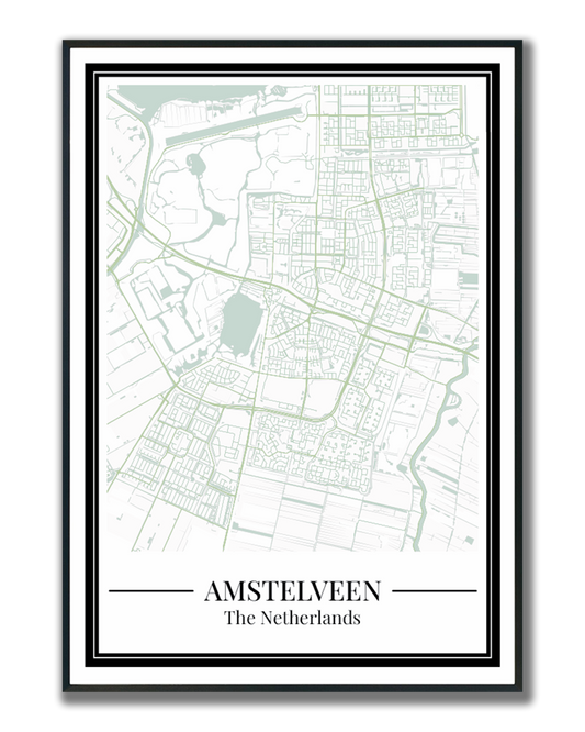 Amstelveen Stadskaart Poster - Groen