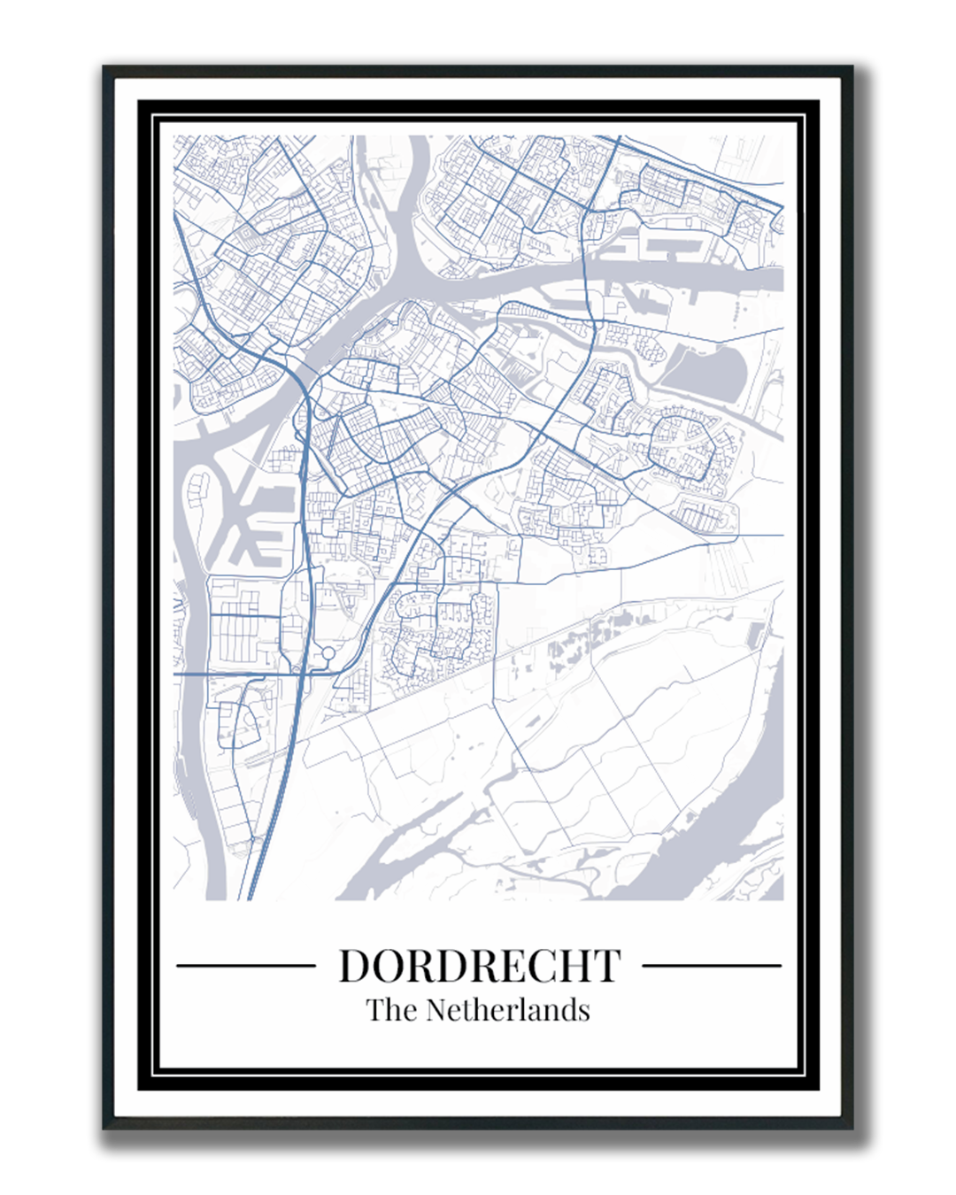 Dordrecht stadskaart poster – Blauw