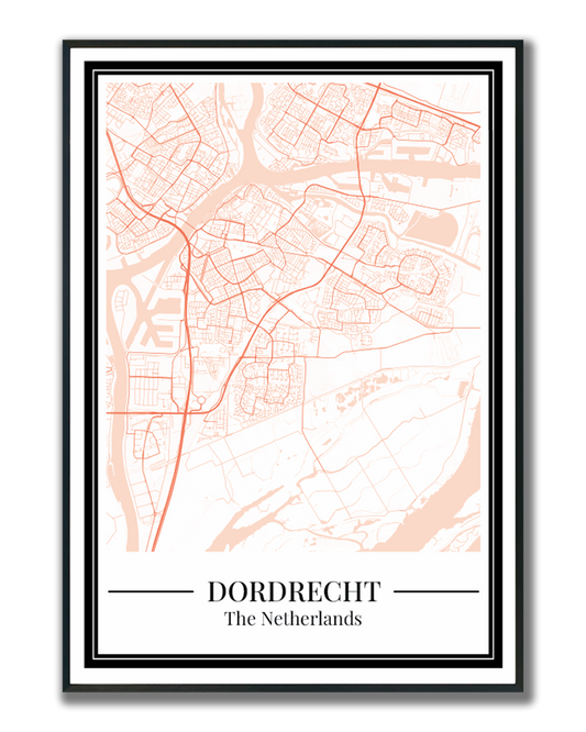 Dordrecht Stadskaart Poster - Oranje