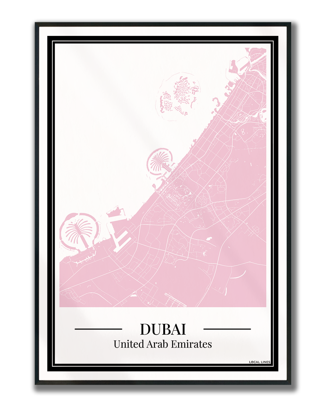 Dubai Stadskaart Poster - Roze