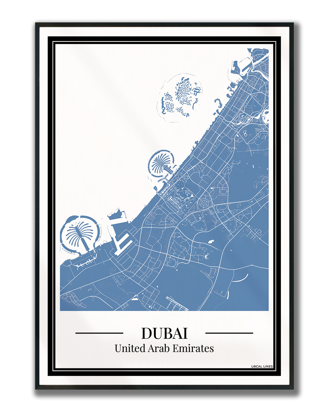 Dubai stadskaart poster – Blauw