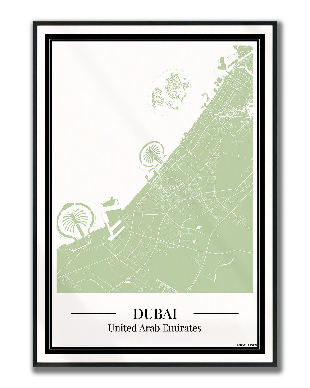 Dubai Stadskaart Poster - Groen