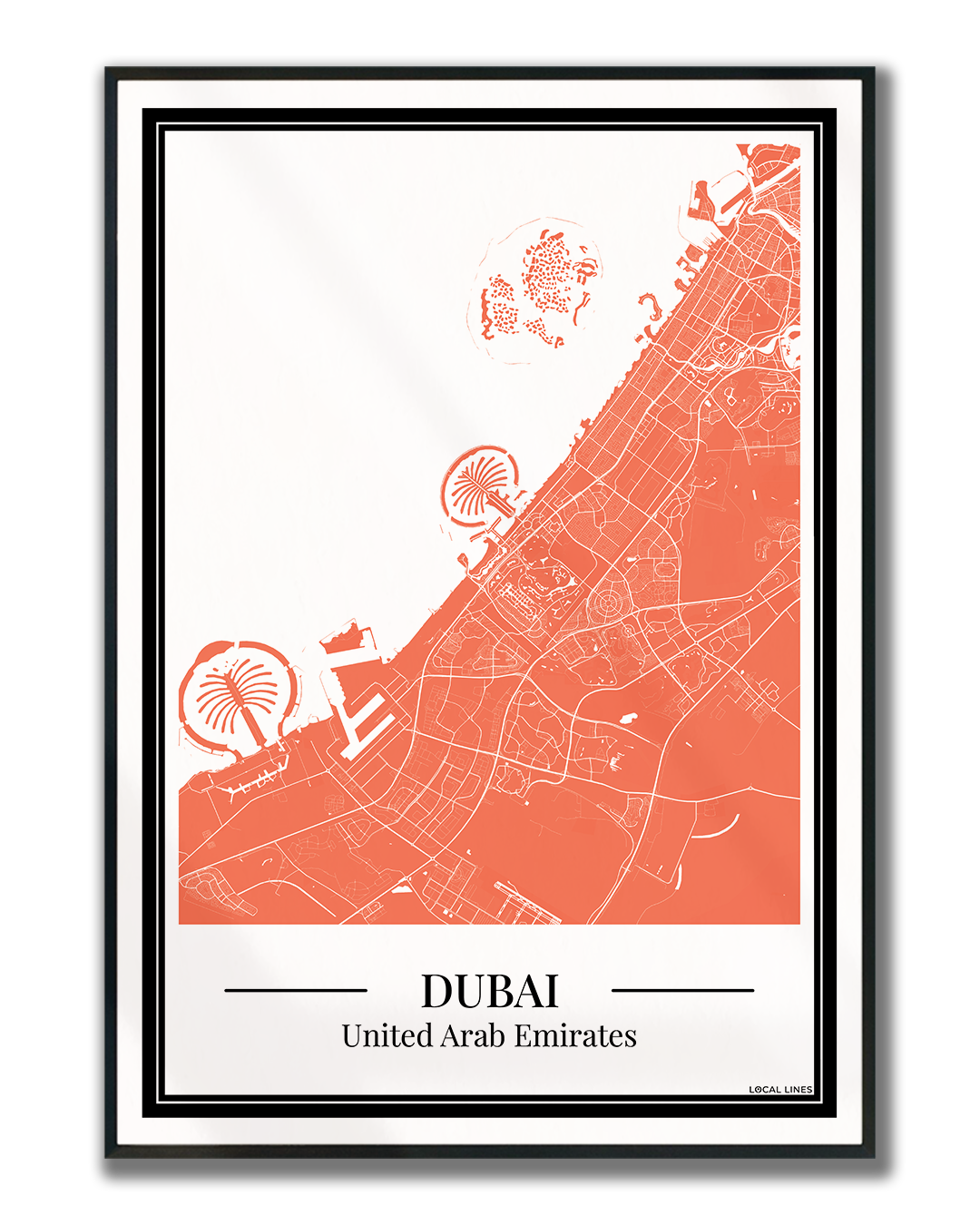 Dubai Stadskaart Poster - Oranje