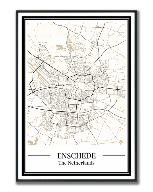 Enschede Stadskaart Poster - Beige
