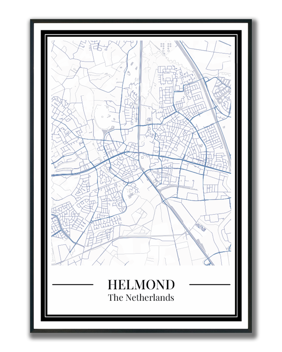 Helmond stadskaart poster – Blauw