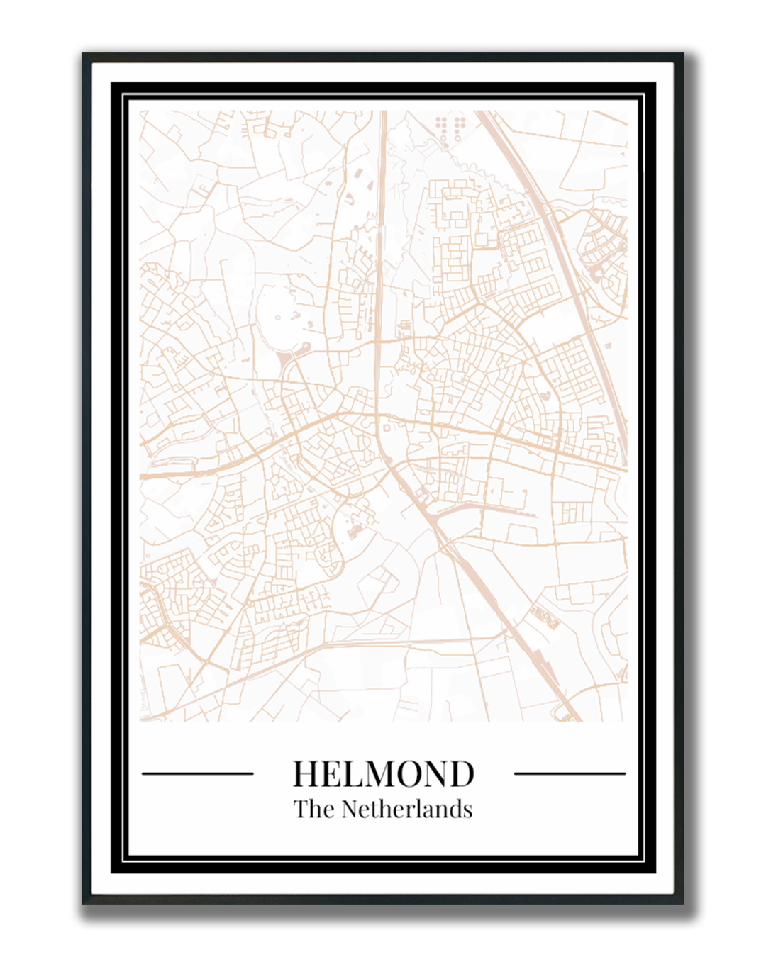 Helmond Stadskaart Poster - Beige