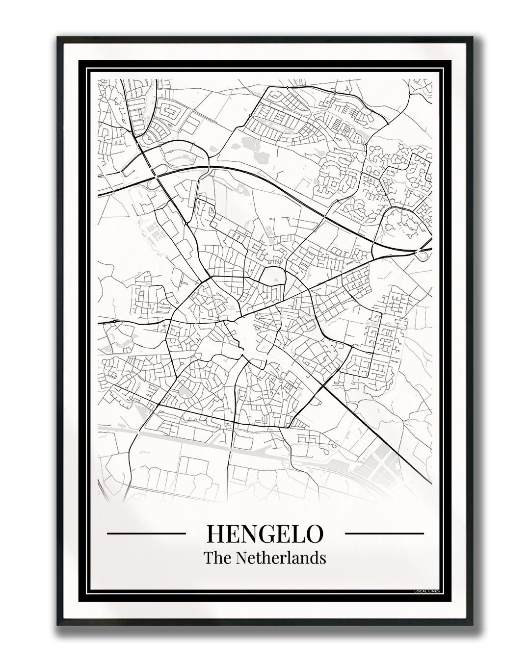 Hengelo — Minimalistische stadskaart poster