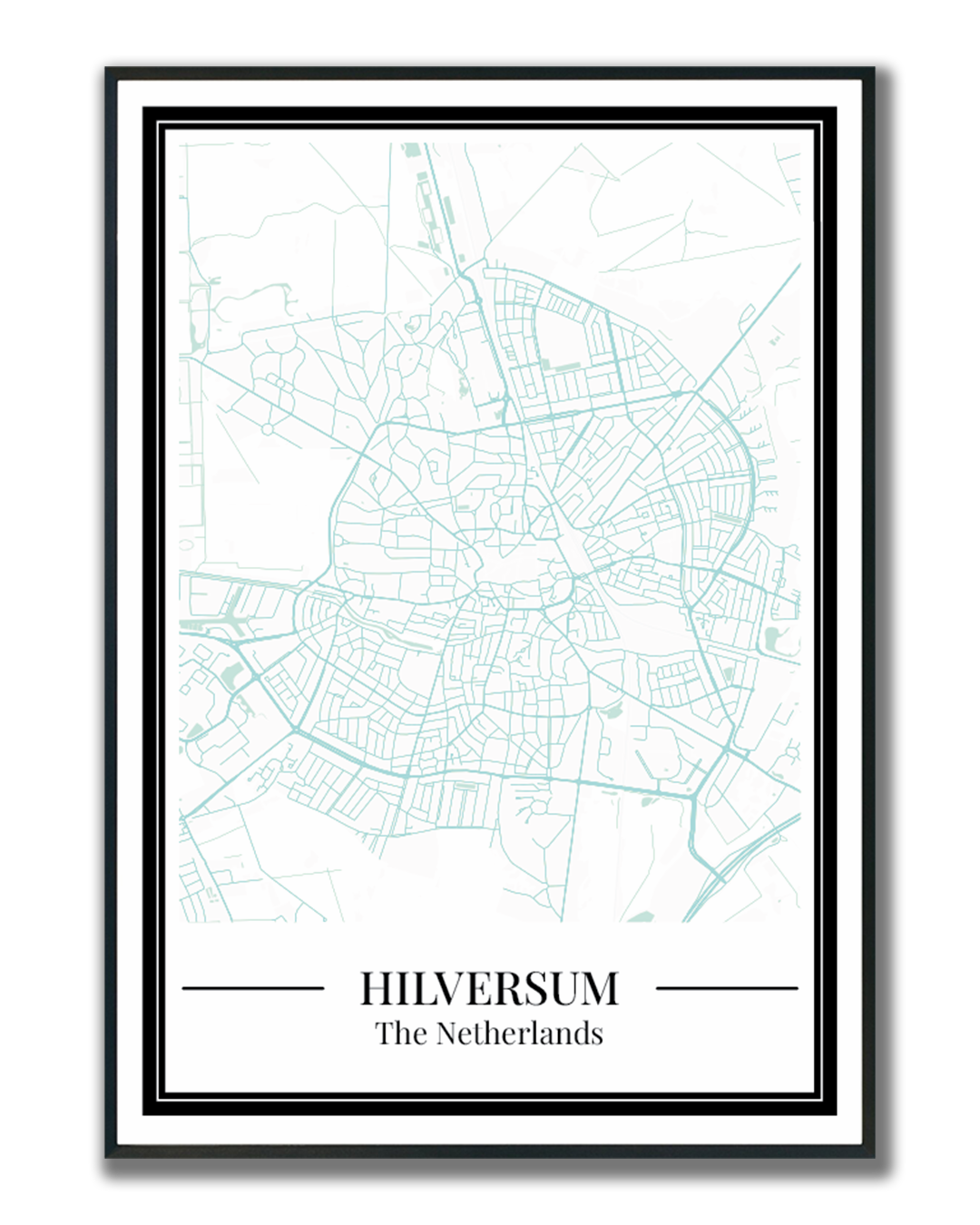 Hilversum Stadskaart Poster - Lichtblauw