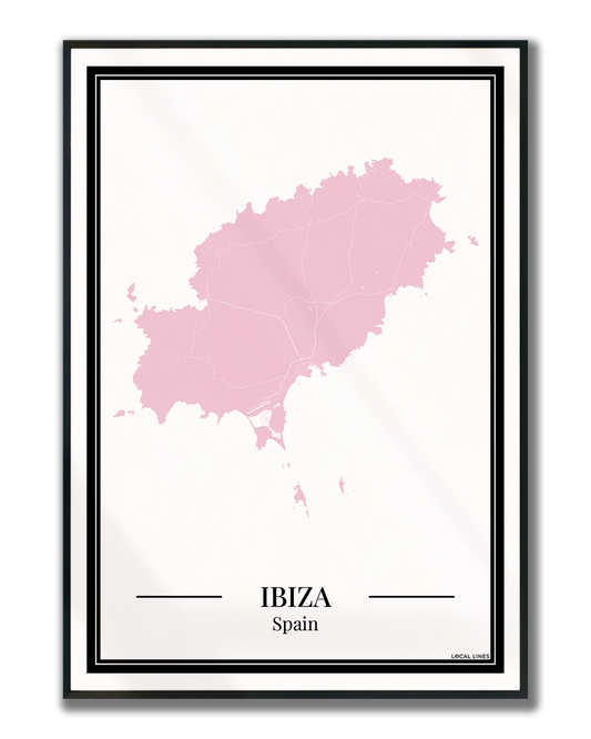 Ibiza Eilandkaart Poster - Roze