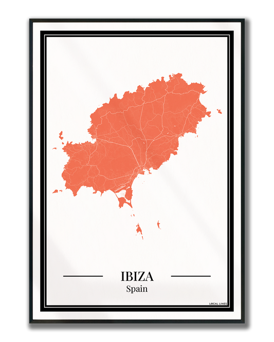 Ibiza Eilandkaart Poster - Oranje