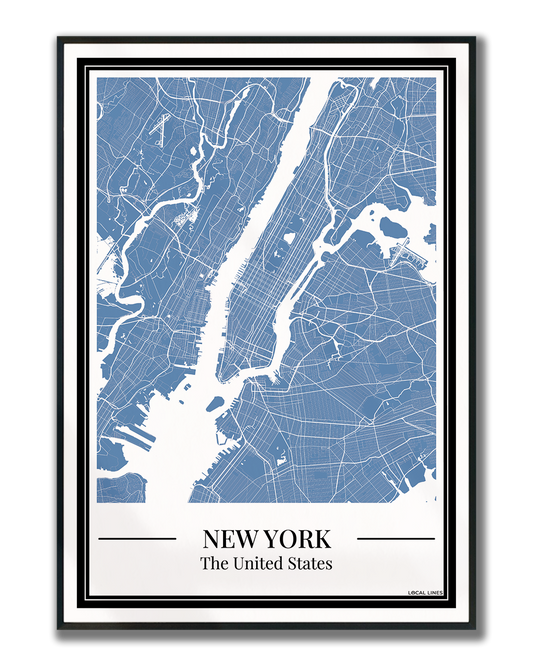 New York City stadskaart poster – Blauw