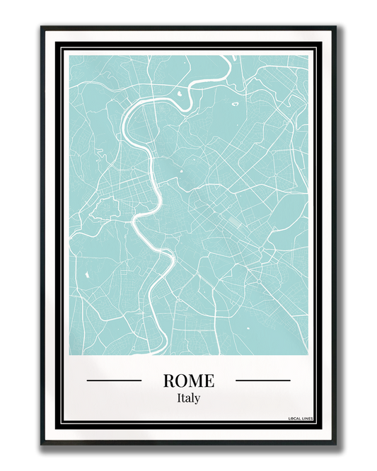 Rome Stadskaart Poster - Lichtblauw